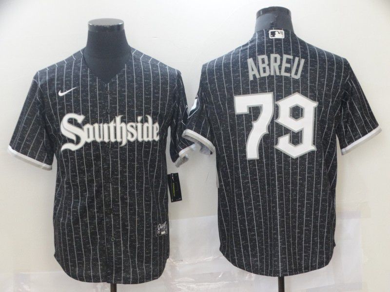 Men Chicago White Sox #79 Abreu Black City Edition Nike Game 2021 MLB Jersey